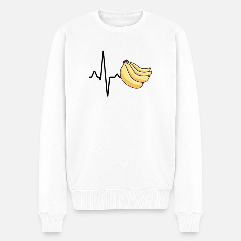 Banane Herzschlag - Männer Premium Bio Pullover - Weiß