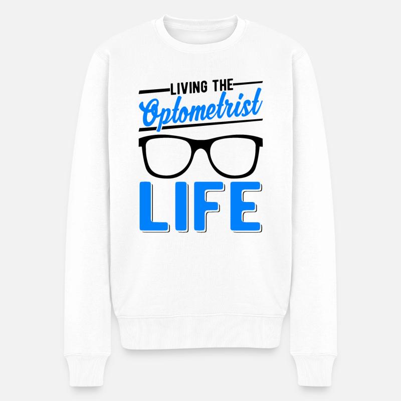 Vivre l’optométriste Opticien de vie - Pull Premium bio Homme - blanc
