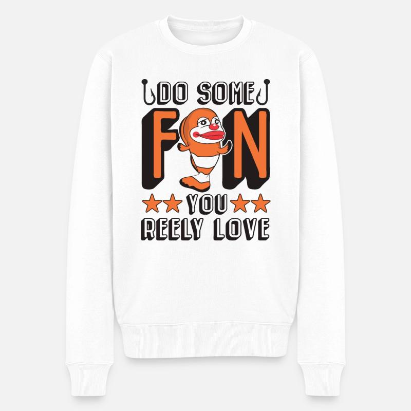 Poisson-clown amusant - Pull Premium bio Homme - blanc