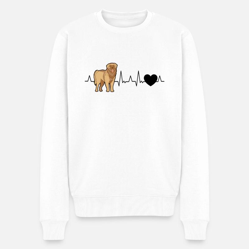 Leonberger Herzschlag - Männer Premium Bio Pullover - Weiß