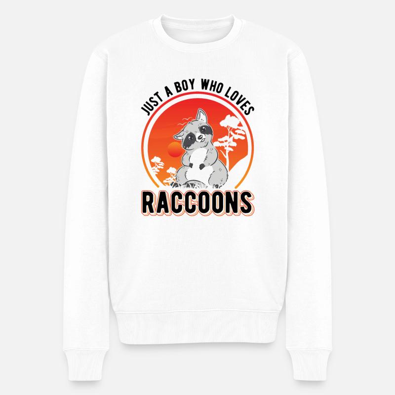 Waschbär Junge Raccoon - Männer Premium Bio Pullover - Weiß