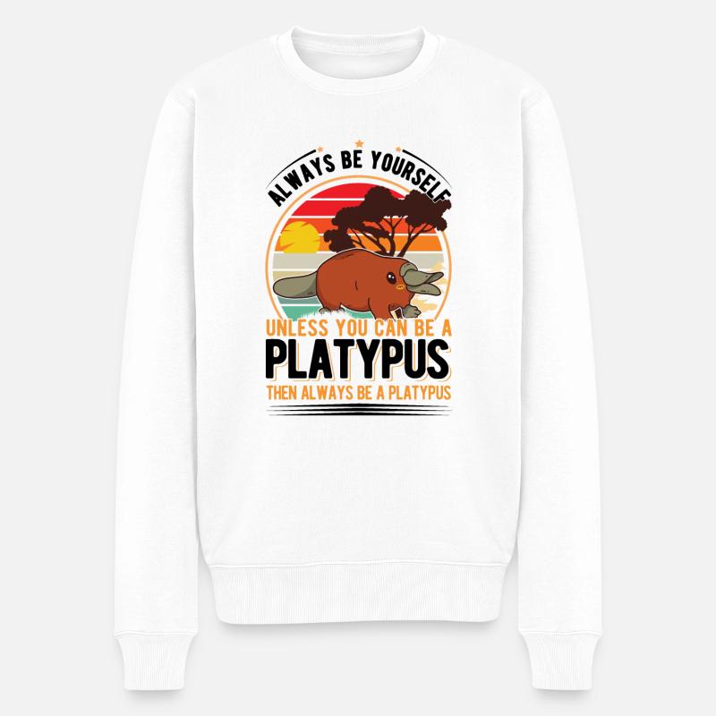 Schnabeltier Liebhaber Platypus - Männer Premium Bio Pullover - Weiß