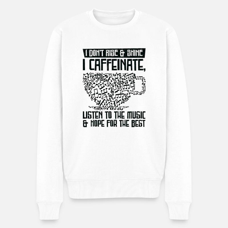 Musik Kaffee Musik Fan Frühstückslieder - Männer Premium Bio Pullover - Weiß