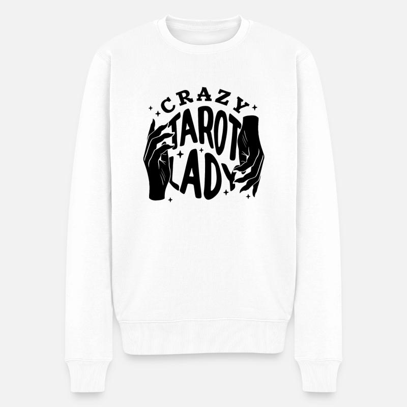 Divination Crazy Tarot Lady Crystal Tarot Cards - Männer Premium Bio Pullover - Weiß