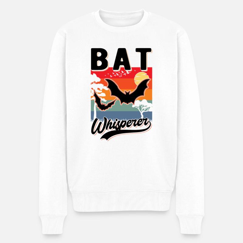Fledermaus Flüsterer Fransenfledermaus - Männer Premium Bio Pullover - Weiß