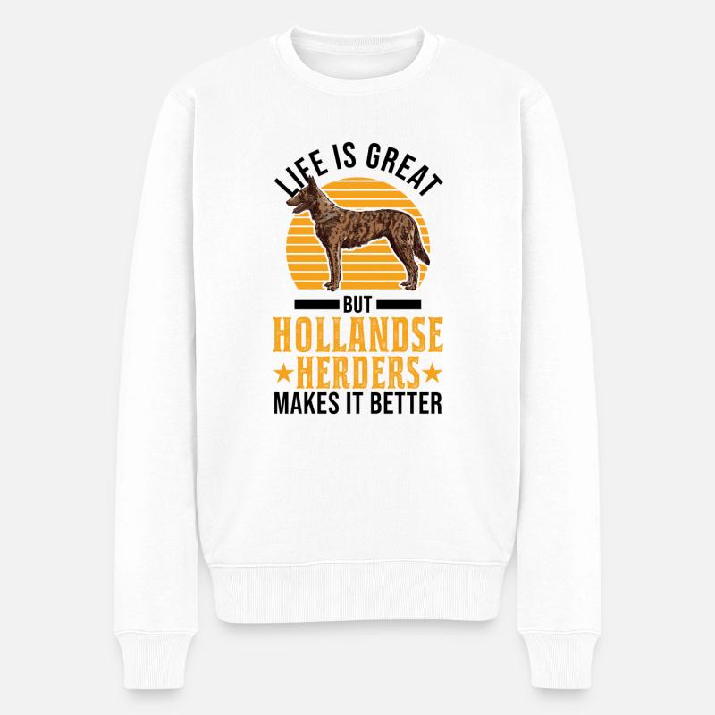 Hollandse Herder Holländischer Schäferhund - Männer Premium Bio Pullover - Weiß