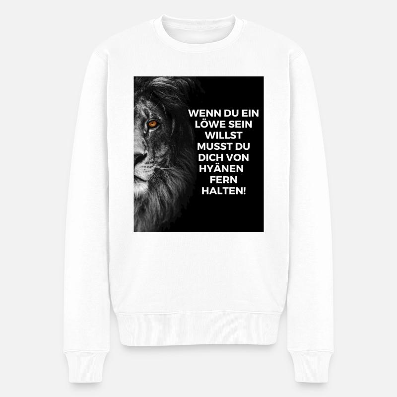 Löwe Spruch - Männer Premium Bio Pullover - Weiß