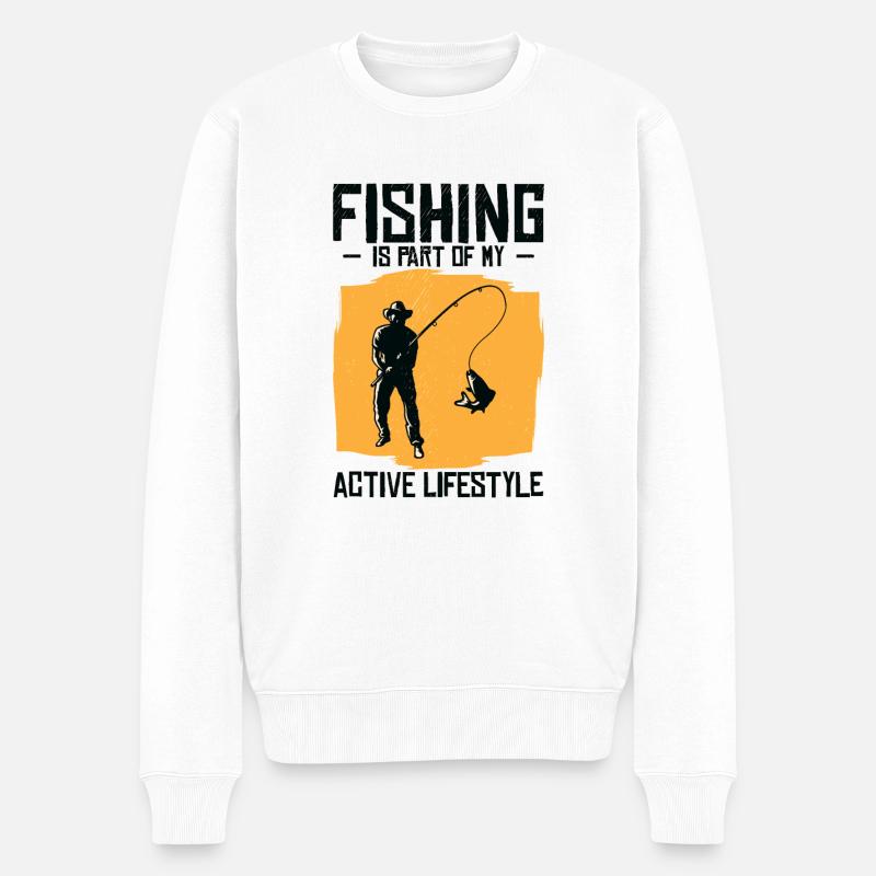 Angeln ist Teil meines aktiven Lebensstils - Männer Premium Bio Pullover - Weiß