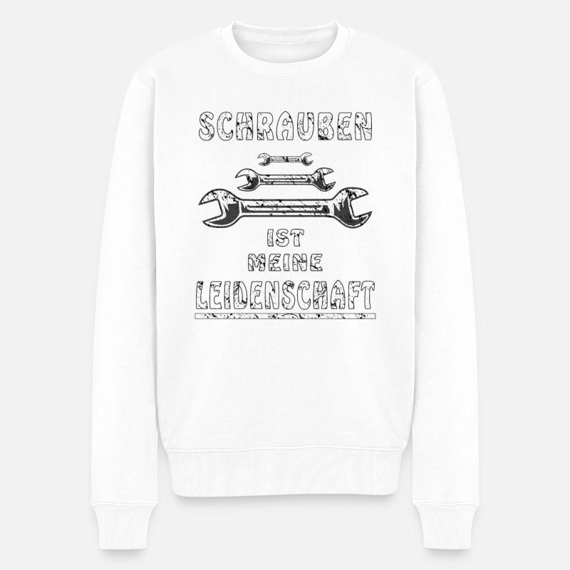 SCHRAUBEN IST MEINE LEIDENSCHAFT - Männer Premium Bio Pullover - Weiß