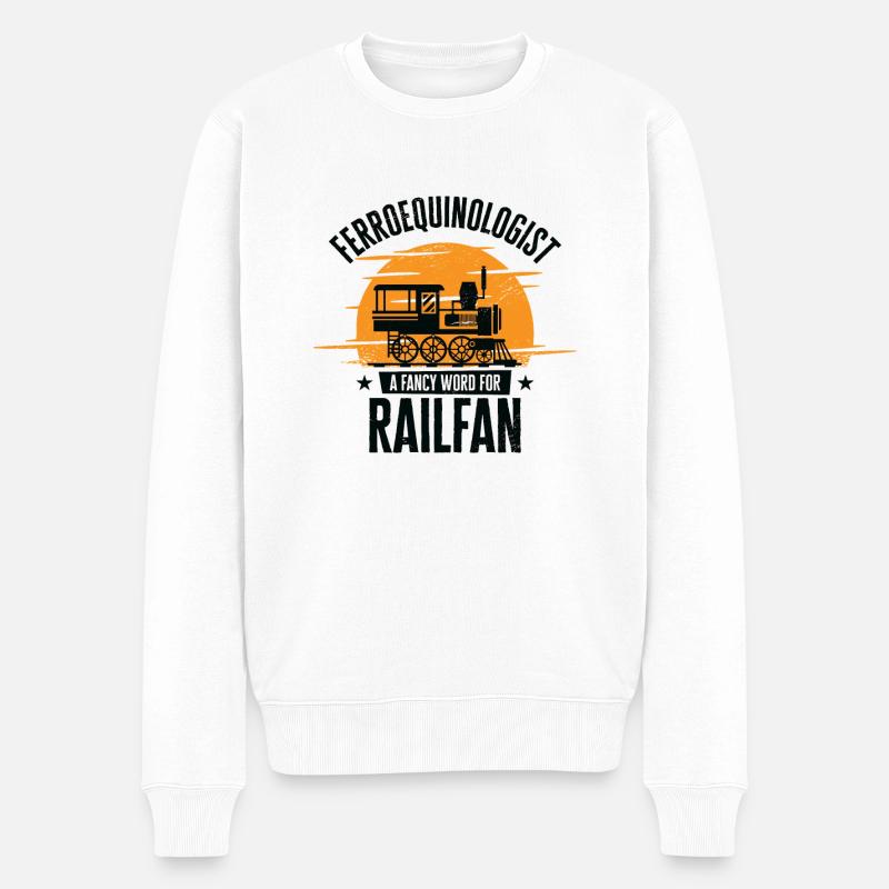 Ferroequinologist Eisenbahn Eisenbahnfan - Männer Premium Bio Pullover - Weiß