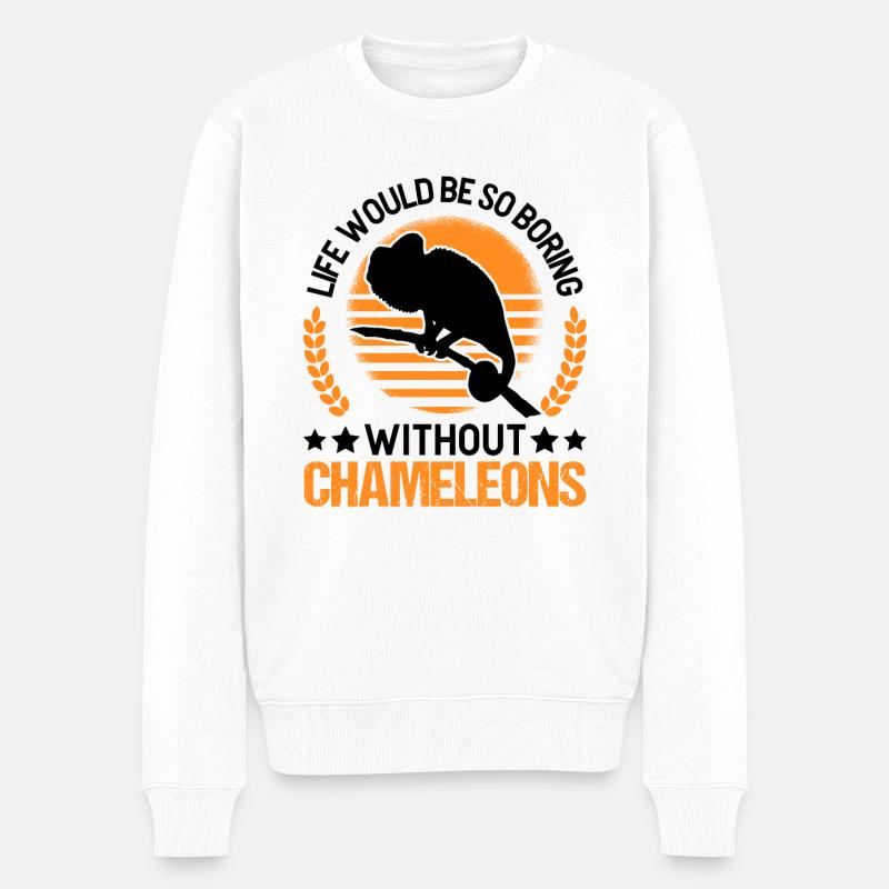 Chamäleon Geschenk Chameleon - Männer Premium Bio Pullover - Weiß