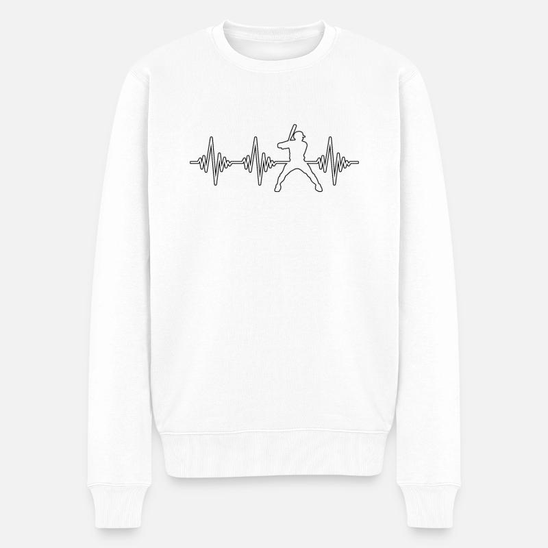 Baseball Herzschlag - Männer Premium Bio Pullover - Weiß
