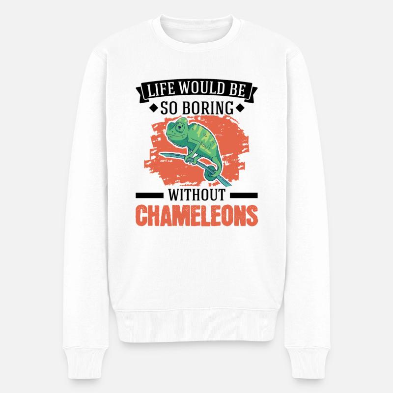 Chamäleon Geschenk Chameleon - Männer Premium Bio Pullover - Weiß