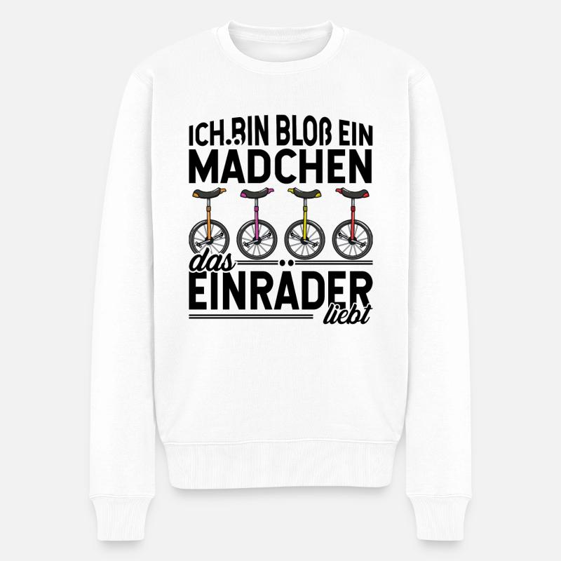 Unicycle Mädchen balancieren Kinder Einrad - Männer Premium Bio Pullover - Weiß