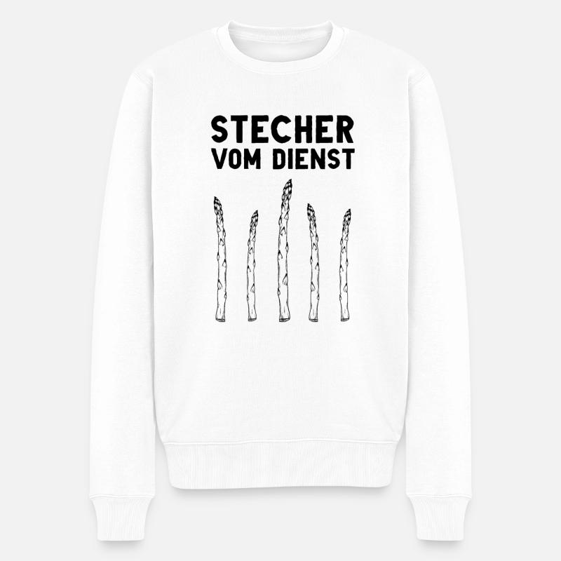 Chefstecher Spargelstecher Spargelernte Bauer - Männer Premium Bio Pullover - Weiß