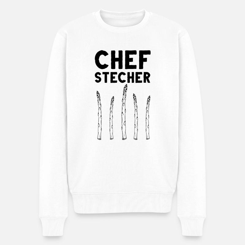 Chefstecher Spargelstecher Spargelernte Bauer - Männer Premium Bio Pullover - Weiß