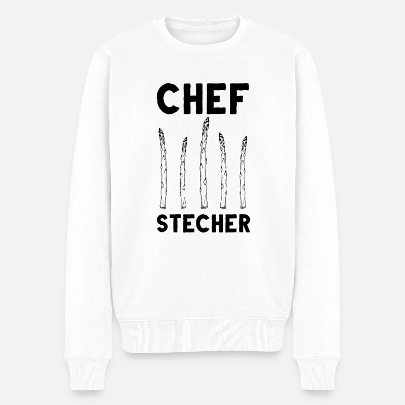 Chefstecher Spargelstecher Spargelernte Bauer - Männer Premium Bio Pullover - Weiß