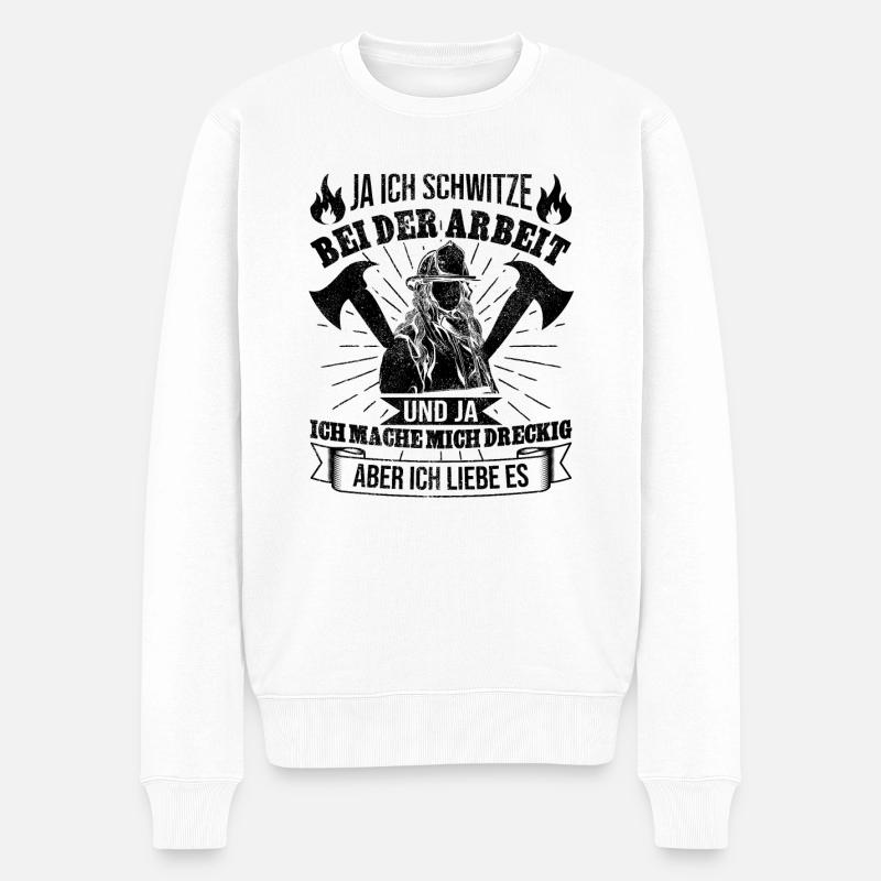 Feuerwehrfrau - Männer Premium Bio Pullover - Weiß