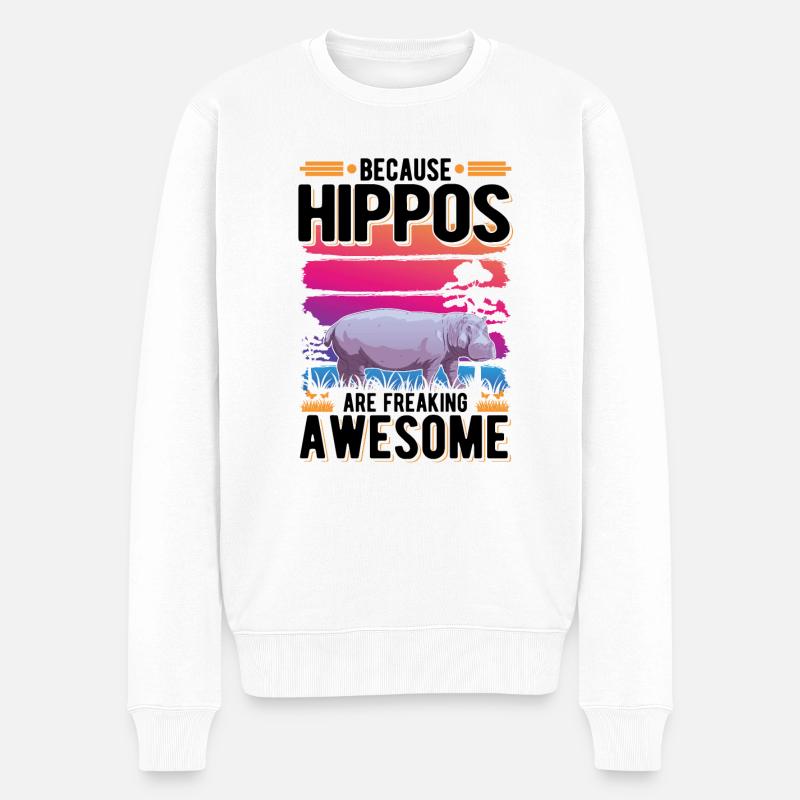 Nilpferd Geschenk Hippo Flusspferd - Männer Premium Bio Pullover - Weiß