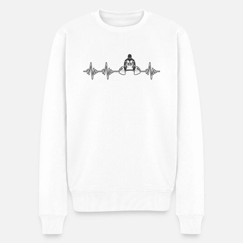 powerlifting Herzschlag - Männer Premium Bio Pullover - Weiß