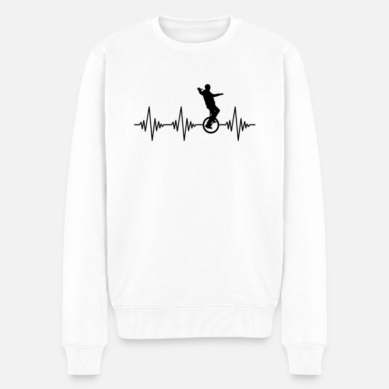 Rythme cardiaque monocycle - Pull Premium bio Homme - blanc