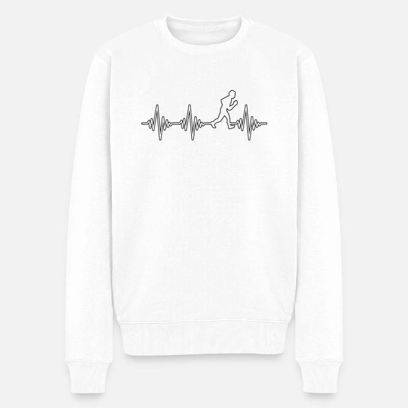 Joggen Herzschlag - Männer Premium Bio Pullover - Weiß