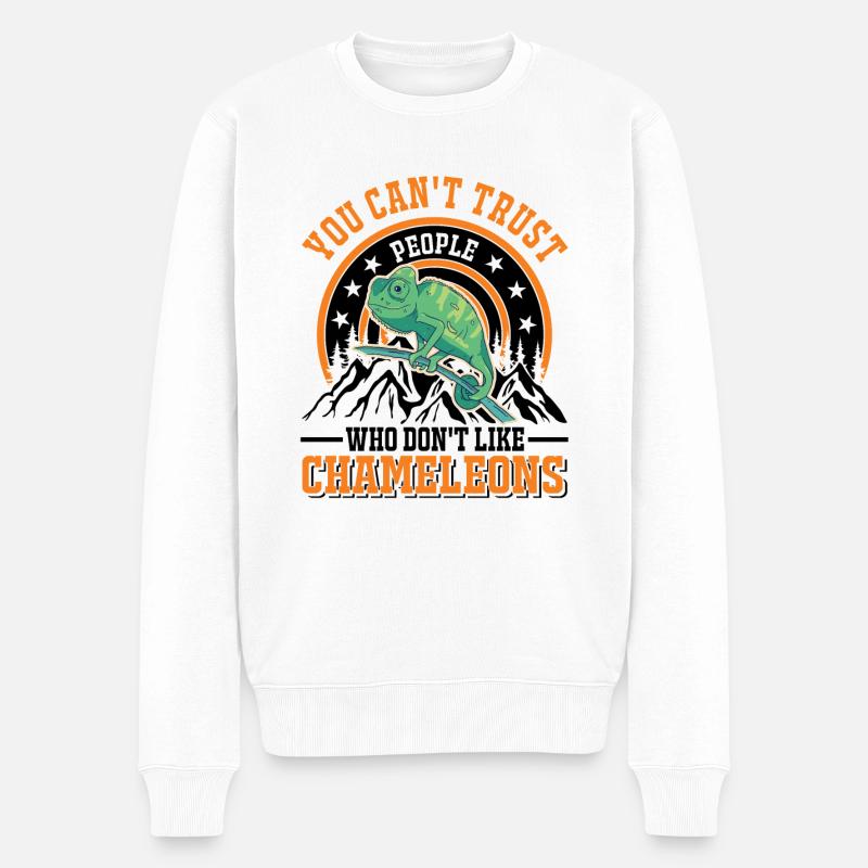 Chamäleon Geschenk Chameleon - Männer Premium Bio Pullover - Weiß