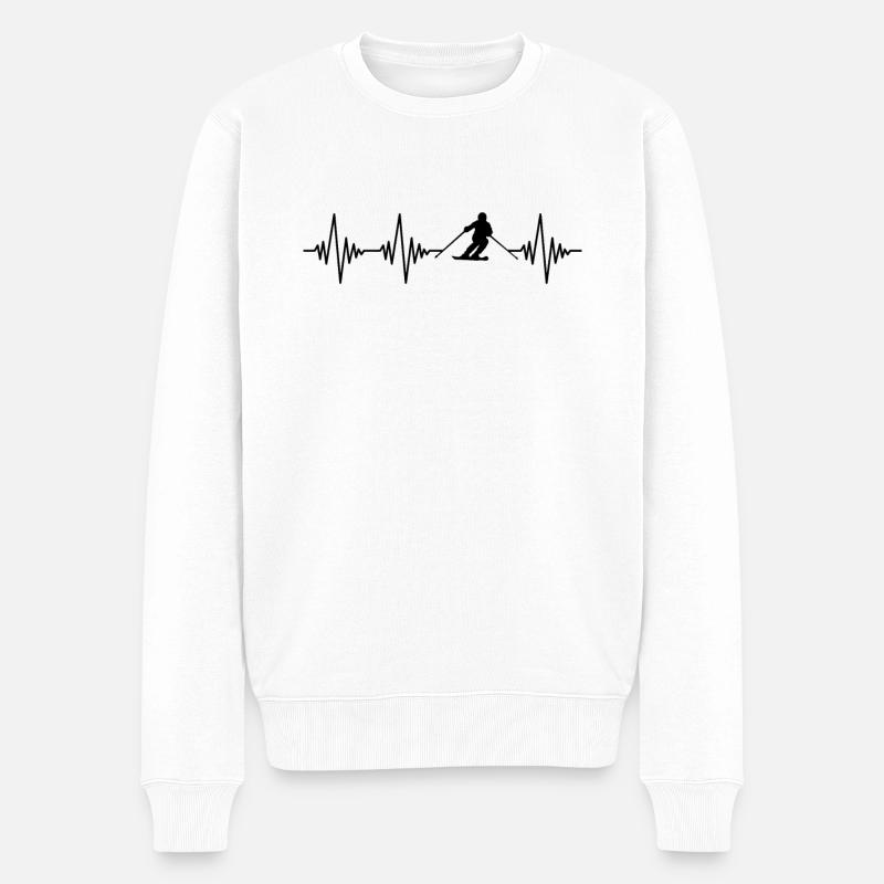 Ski Herzschlag - Männer Premium Bio Pullover - Weiß