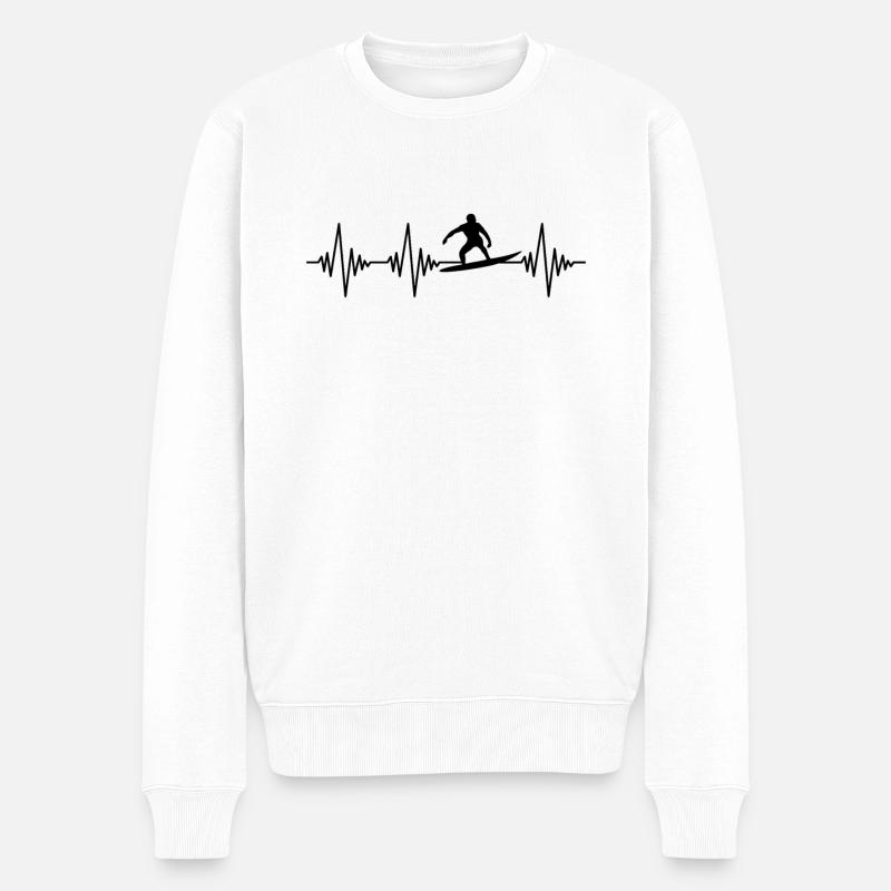 Surfen Herzschlag - Männer Premium Bio Pullover - Weiß
