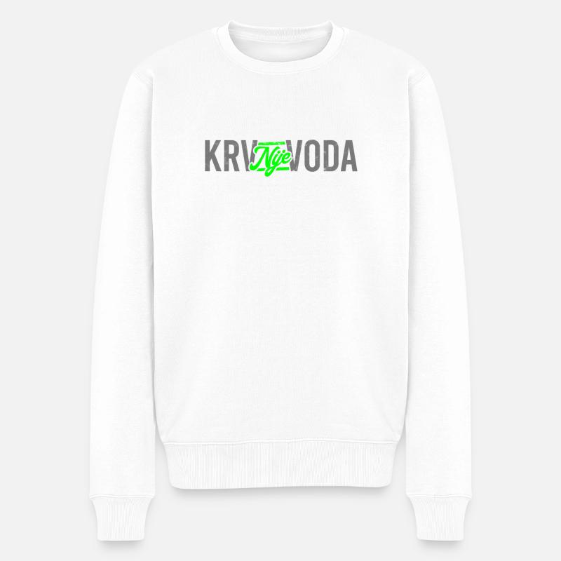 Balkan - Jugo Spruch - krv nije voda- fun - Balkan - Männer Premium Bio Pullover - Weiß
