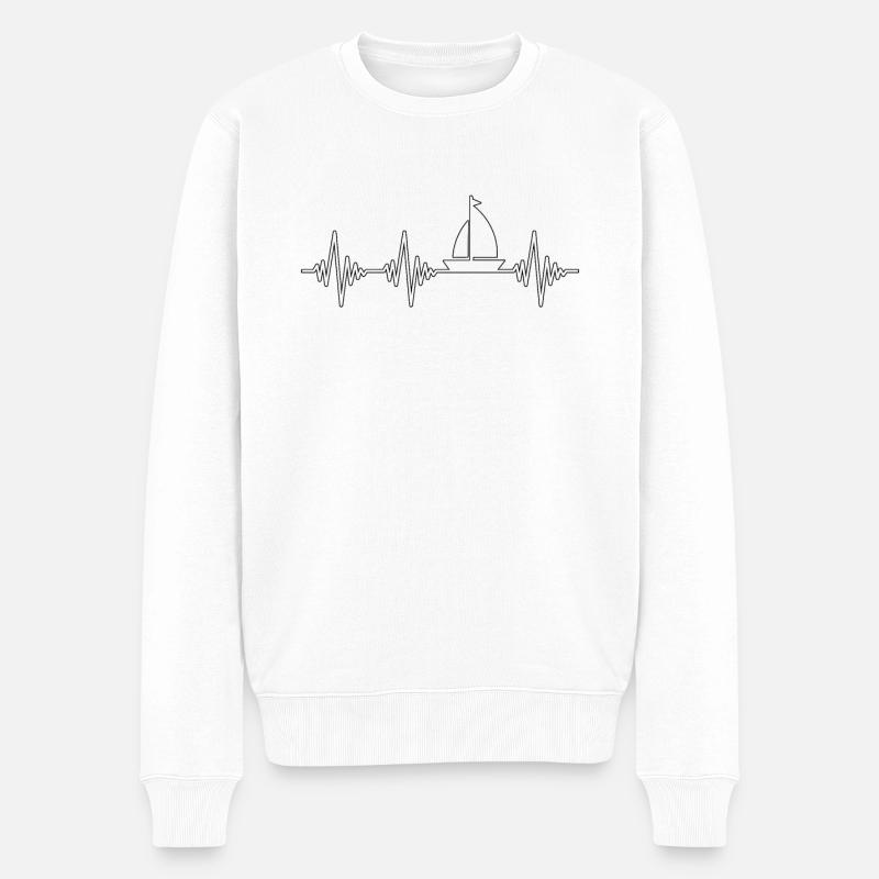 Segeln Herzschlag - Männer Premium Bio Pullover - Weiß