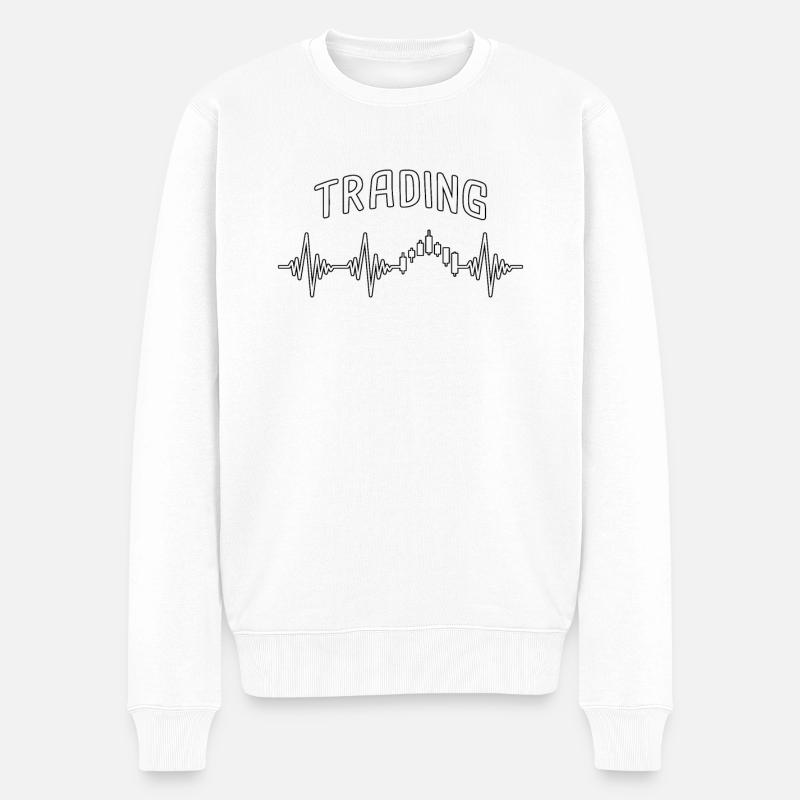 trading Herzschlag - Männer Premium Bio Pullover - Weiß