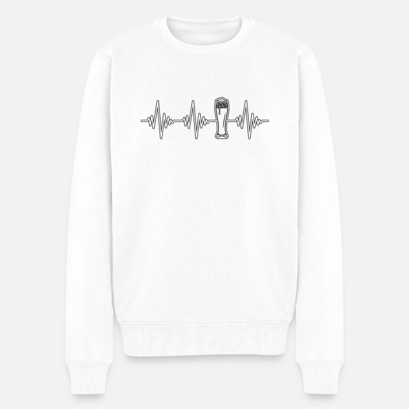 Bier Herzschlag - Männer Premium Bio Pullover - Weiß