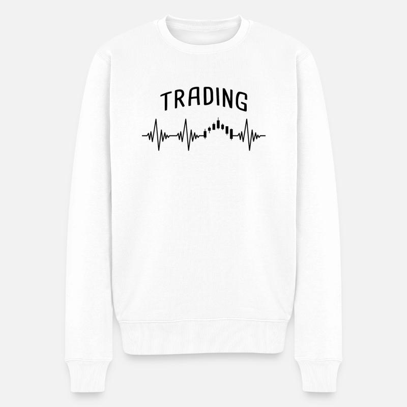 trading Herzschlag - Männer Premium Bio Pullover - Weiß