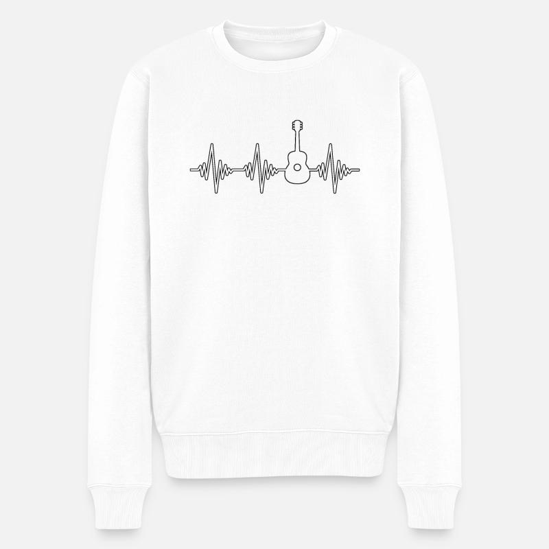 Gitarre Herzschlag - Männer Premium Bio Pullover - Weiß