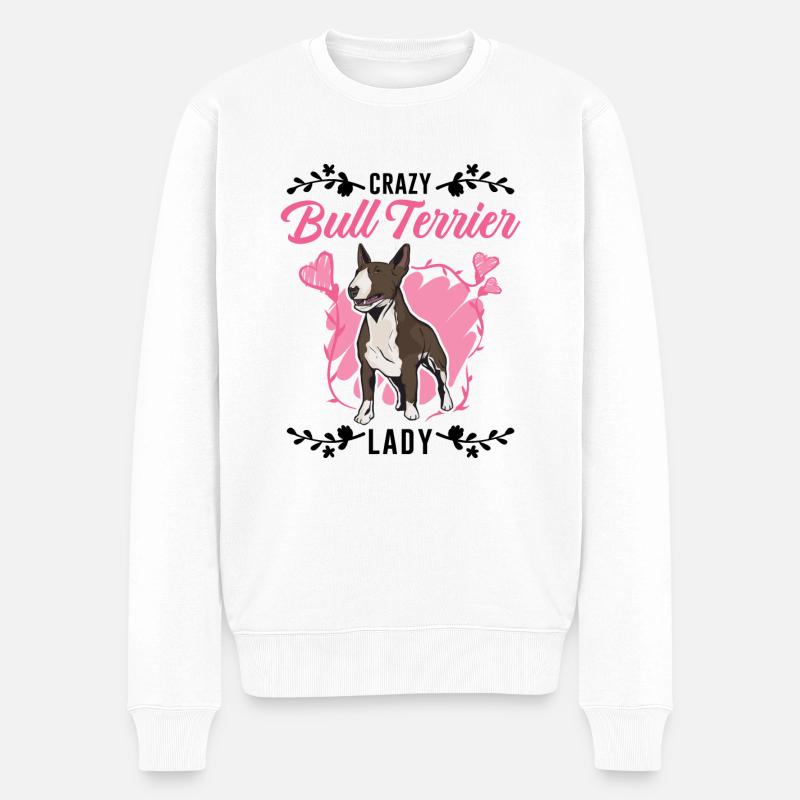 Crazy Bull Terrier dame Bullterrier - Pull Premium bio Homme - blanc