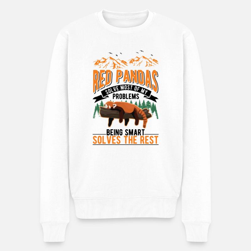 Panda Rouge Cadeau Chat Ours - Pull Premium bio Homme - blanc