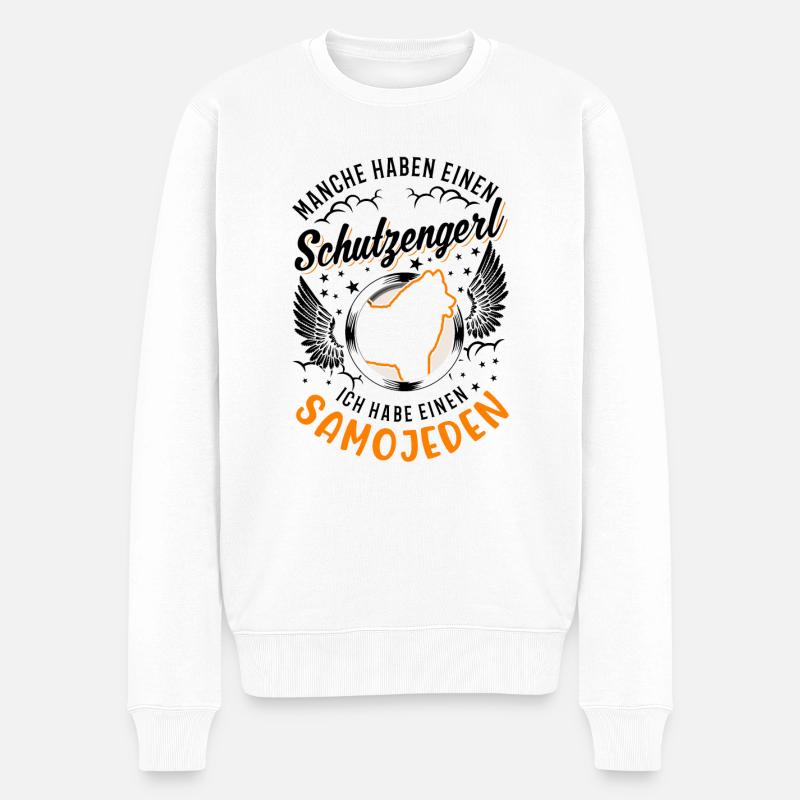 Samojede Schutzengel Schlittenhund Samojeden - Männer Premium Bio Pullover - Weiß