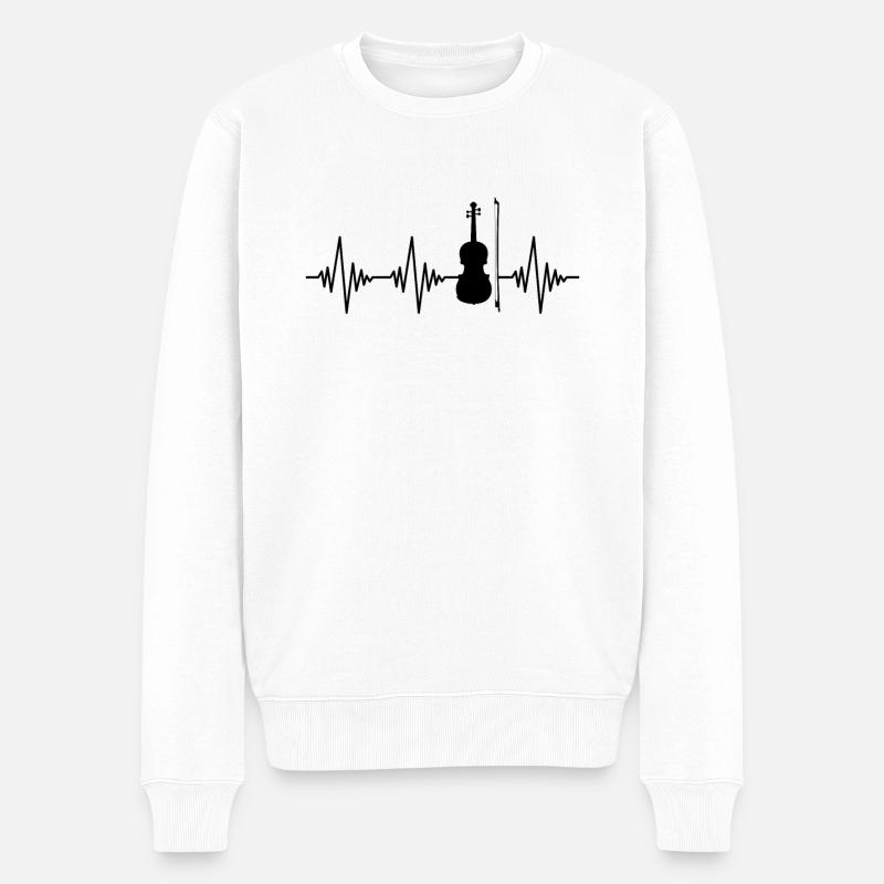 Geige Herzschlag - Männer Premium Bio Pullover - Weiß