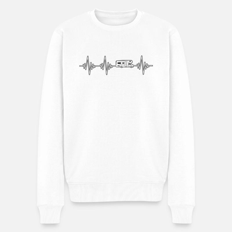 Wohnmobil Herzschlag - Männer Premium Bio Pullover - Weiß