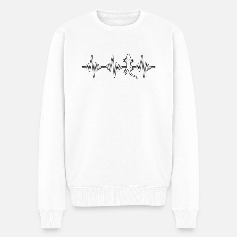 Eidechse Herzschlag - Männer Premium Bio Pullover - Weiß