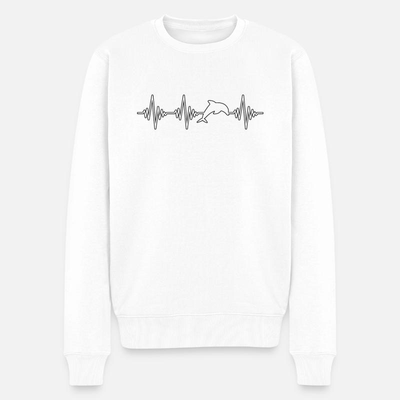 Delfin Herzschlag - Männer Premium Bio Pullover - Weiß