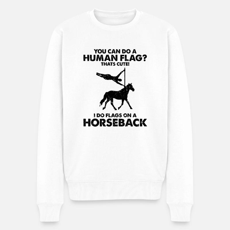 Voltigieren Akrobatik Design und Reitsport Pferd - Männer Premium Bio Pullover - Weiß
