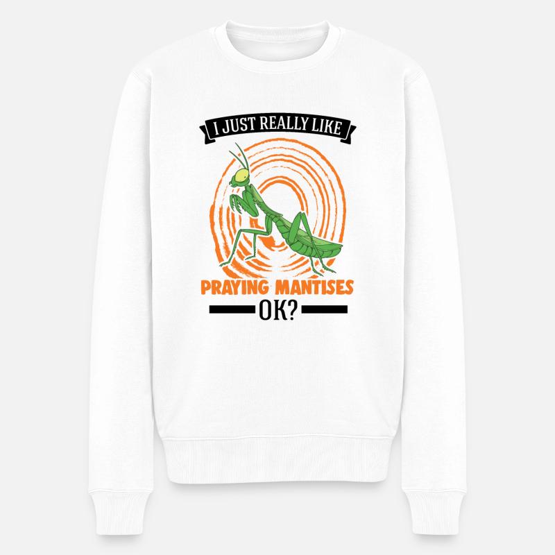 Gottesanbeterin Geschenk Mantis Fangschrecke - Männer Premium Bio Pullover - Weiß