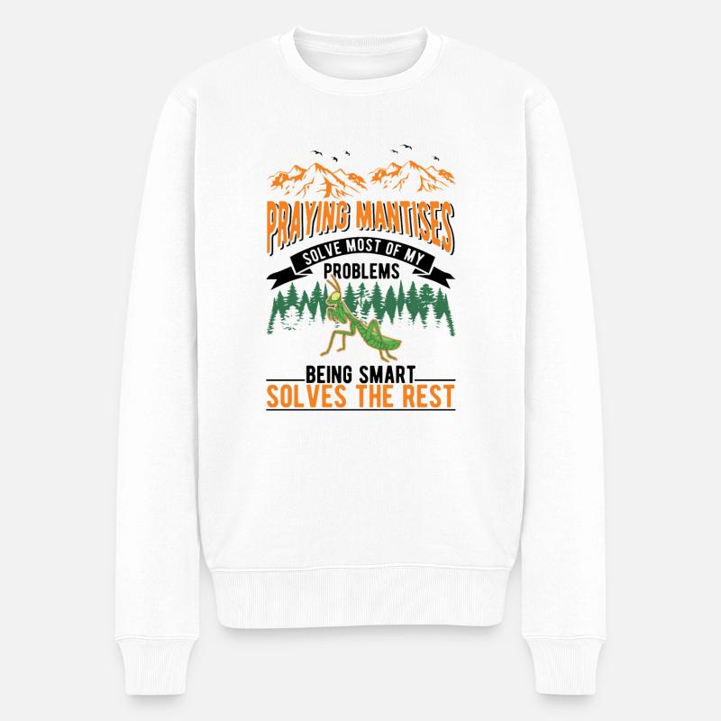 Gottesanbeterin Geschenk Mantis Fangschrecke - Männer Premium Bio Pullover - Weiß