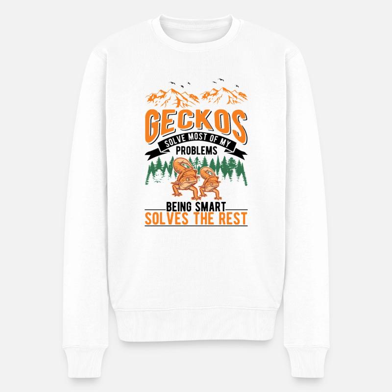 Gecko Geschenk Leopardgecko - Männer Premium Bio Pullover - Weiß