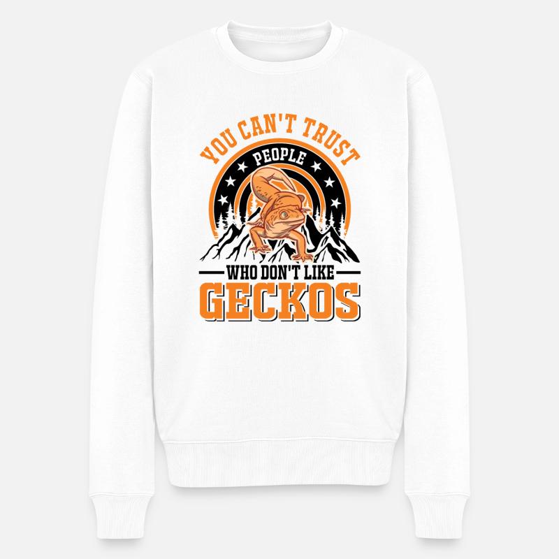 Gecko Geschenk Leopardgecko - Männer Premium Bio Pullover - Weiß
