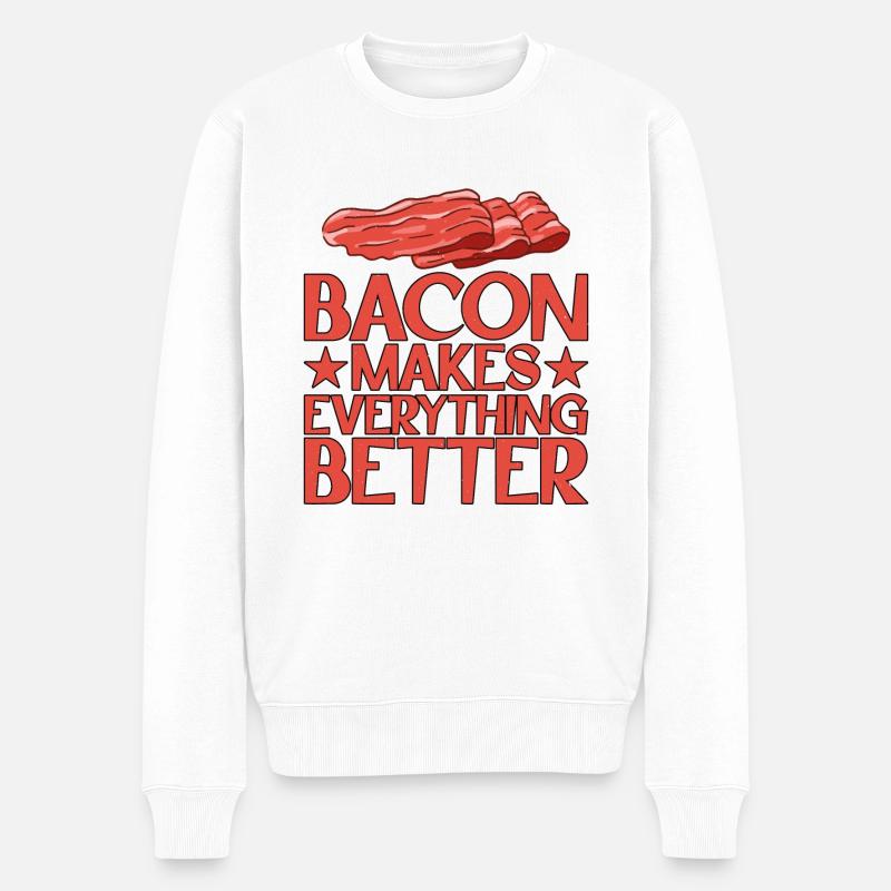 Bacon Makes Everything Better 13 - Männer Premium Bio Pullover - Weiß