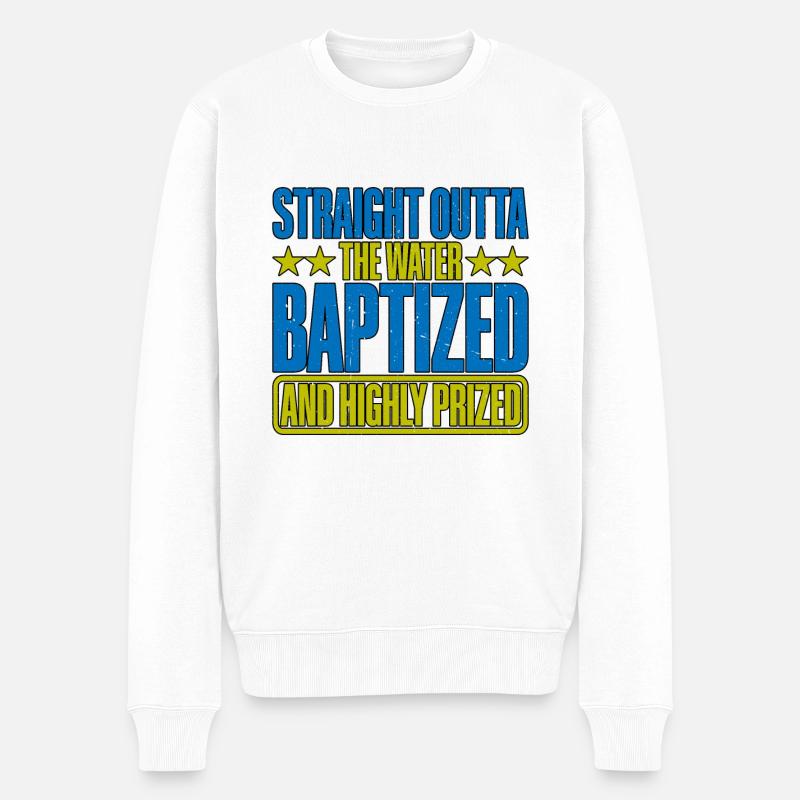 Straight Outta The Water and Baptized 16 - Männer Premium Bio Pullover - Weiß