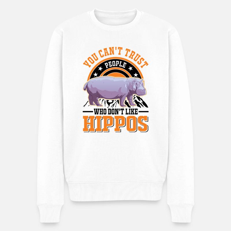 Nilpferd Liebhaber Hippo Flusspferd - Männer Premium Bio Pullover - Weiß